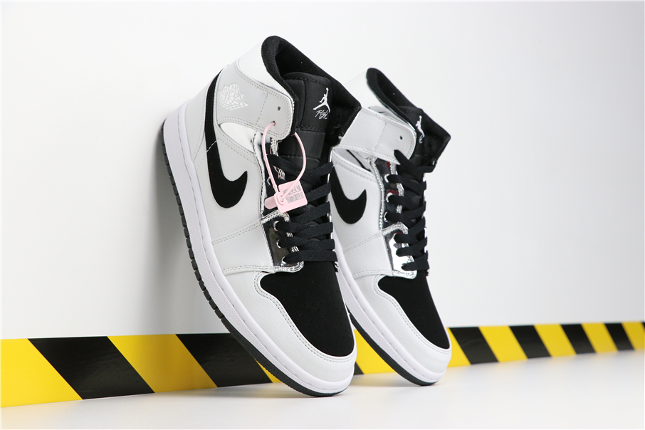 Air Jordan 1 Mid White Black - Click Image to Close